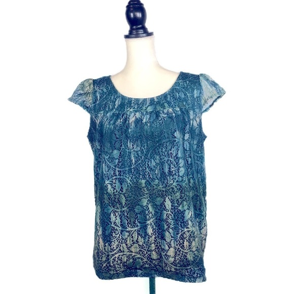 I.N.C. INTERNATIONAL CONCEPTS (PM) Lacey cap sleeve blouse - Picture 1 of 8